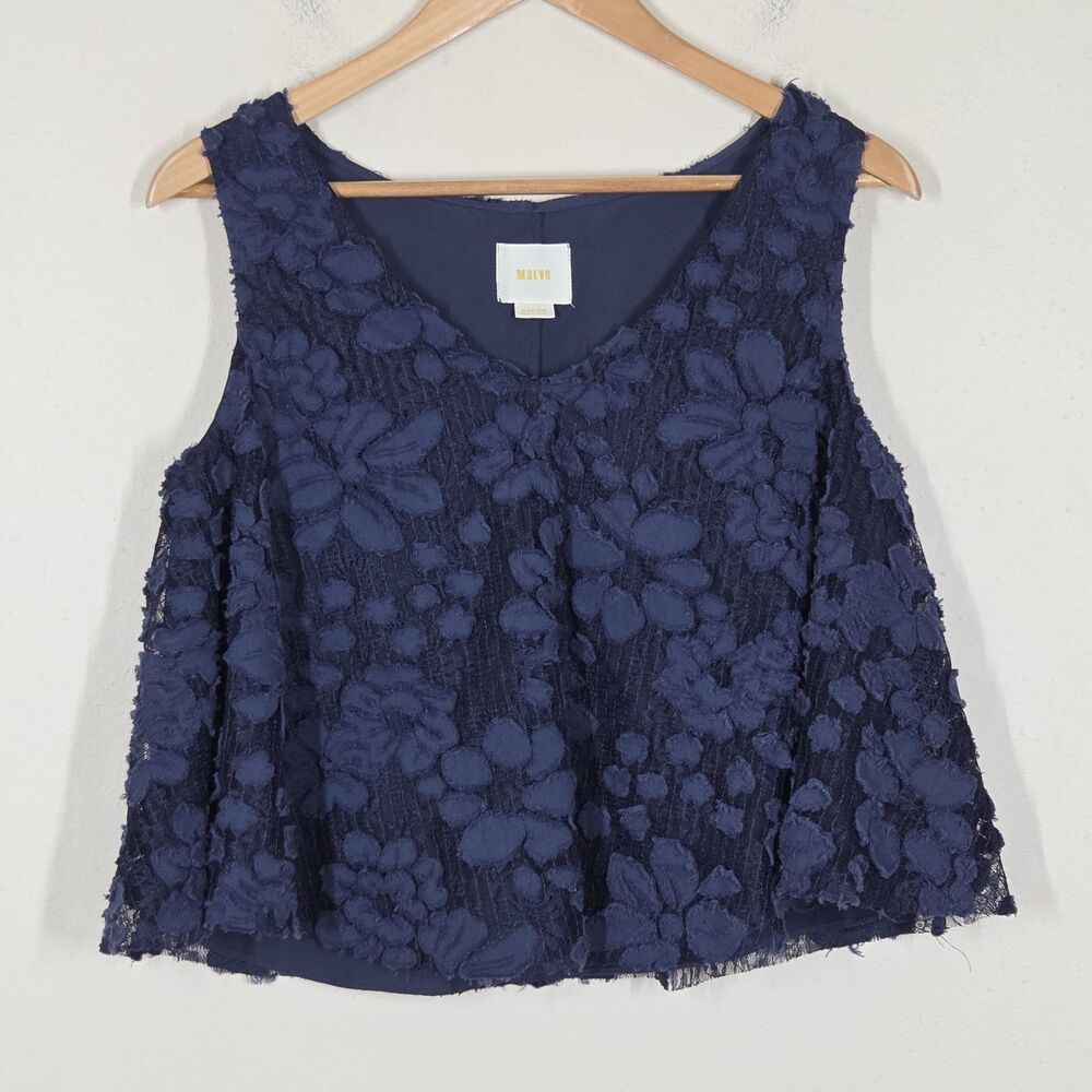Anthropologie Maeve Kenia Swing Top Navy Blue Floral Lace Tank M Boho Romantic